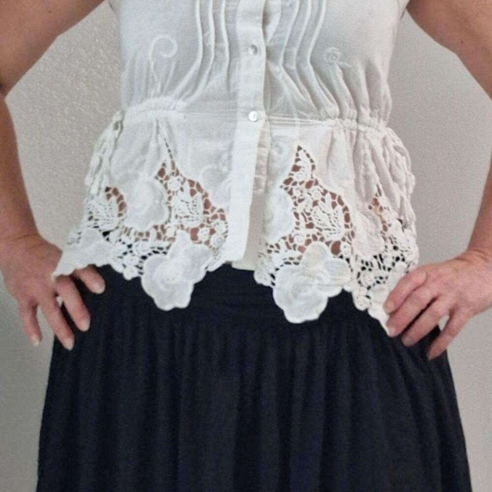 White Button-Front BOHO Camisole From 24 Gypsies Size S